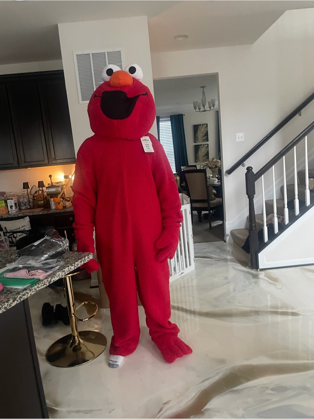 Red Men XXL Plush 2 piece with Footie with Character Hood